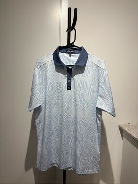 Paul & Shark Light Blue Geometric Polo with Navy Trim